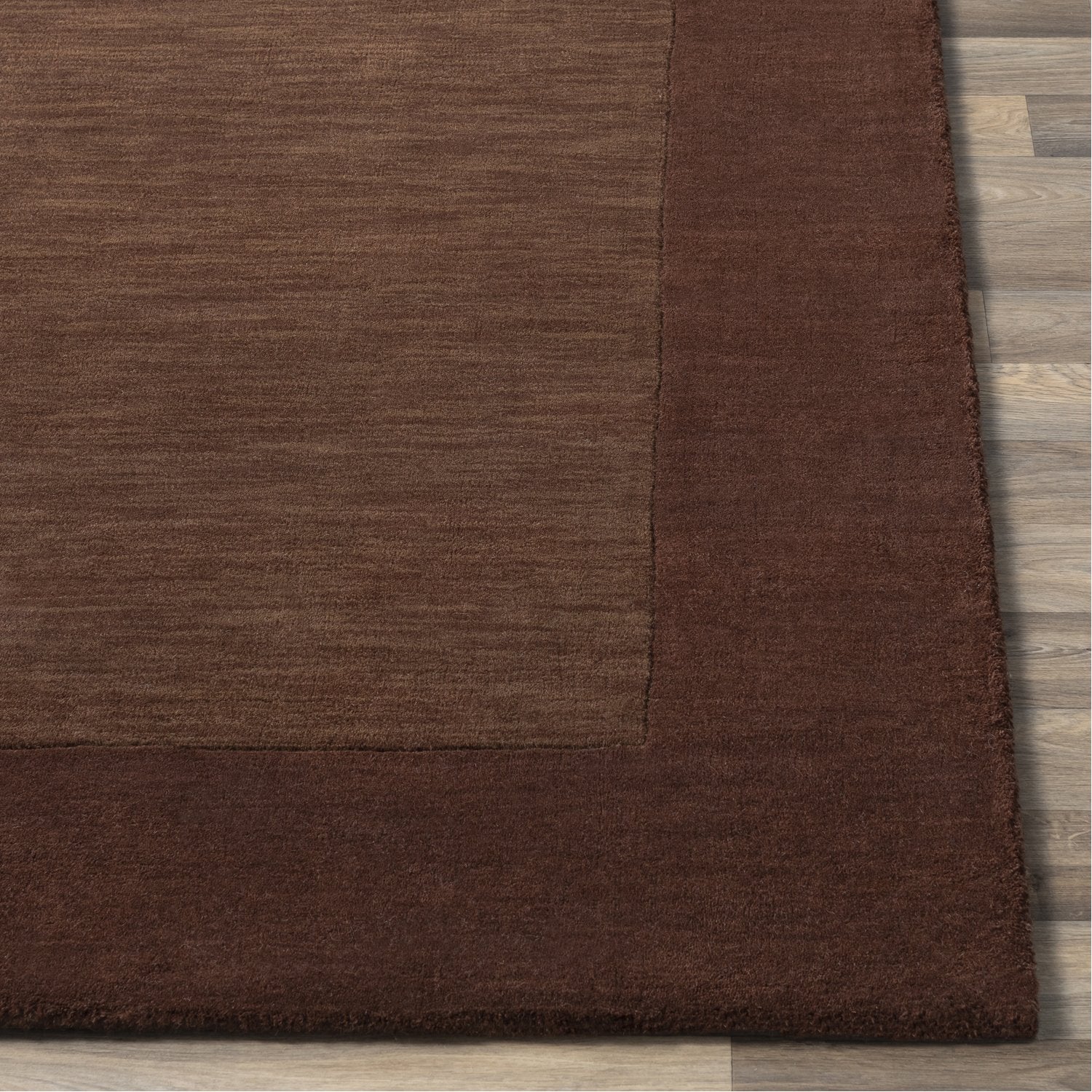 Mystique Collection Wool Area Rug in Dark Chocolate and Brown