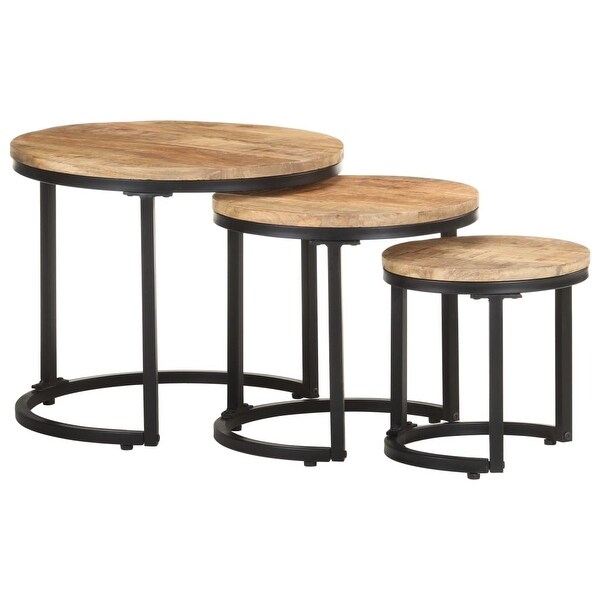 vidaXL Side Tables 3 pcs Rough Mango Wood