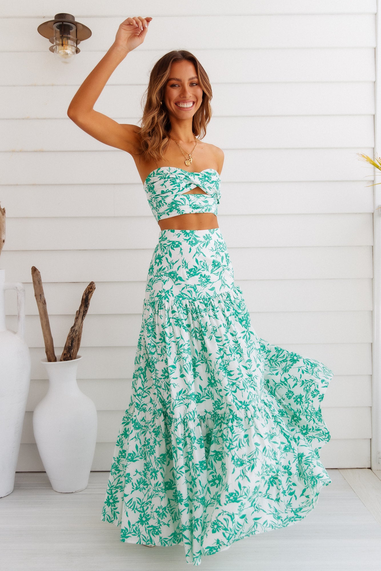 RUNAWAY Ayla Maxi Skirt Green