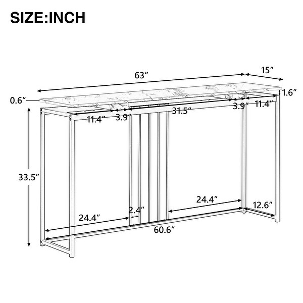 Extra Long Entryway Table Console Table with Marble Top and Metal Frame， Side Table Dining Table for Entryway Hallway Living Room