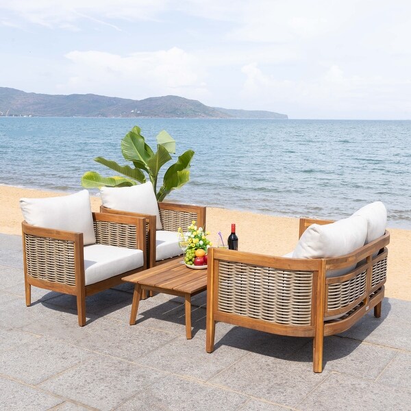 Safavieh Outdoor Living Amanda 4 Pc Set / Natural/Taupe