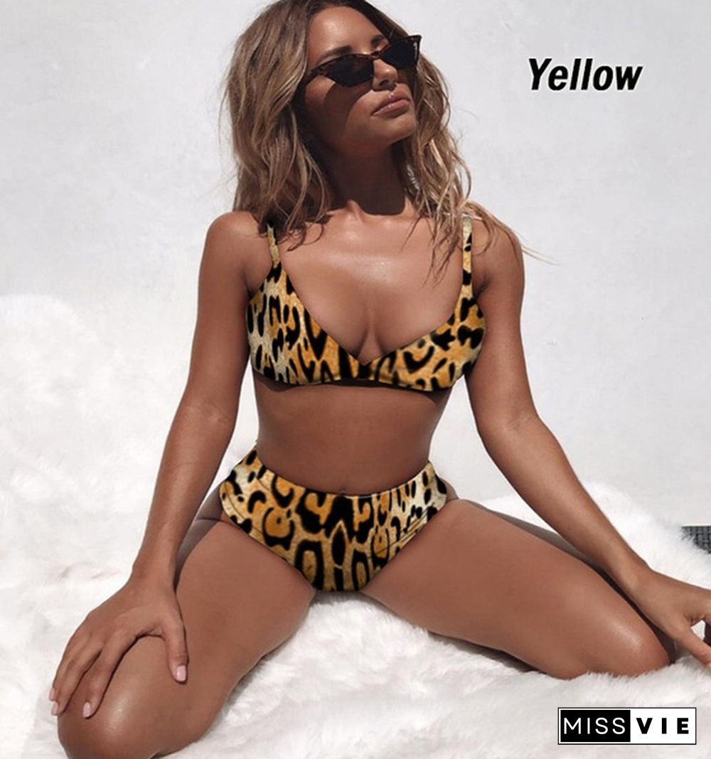 Women's Summer Fashion New Two Piece Swimsuit Leopard Print Bikini Sets Swimwear Bathing Suit Lady Beachwear Bikini