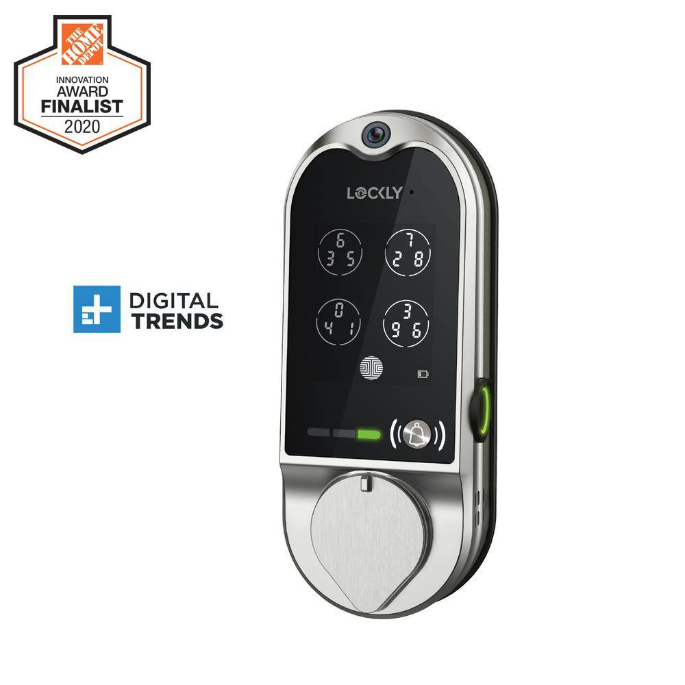 Lockly Vision Matte Black Deadbolt Smart Lock with Video Doorbell 2-Way Audio Keypad 3D Fingerprint Full Mobile App control PGD798MB