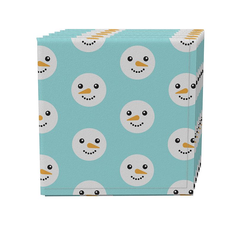 Napkin Set of 4， 100% Cotton， 20x20， Snowman Faces