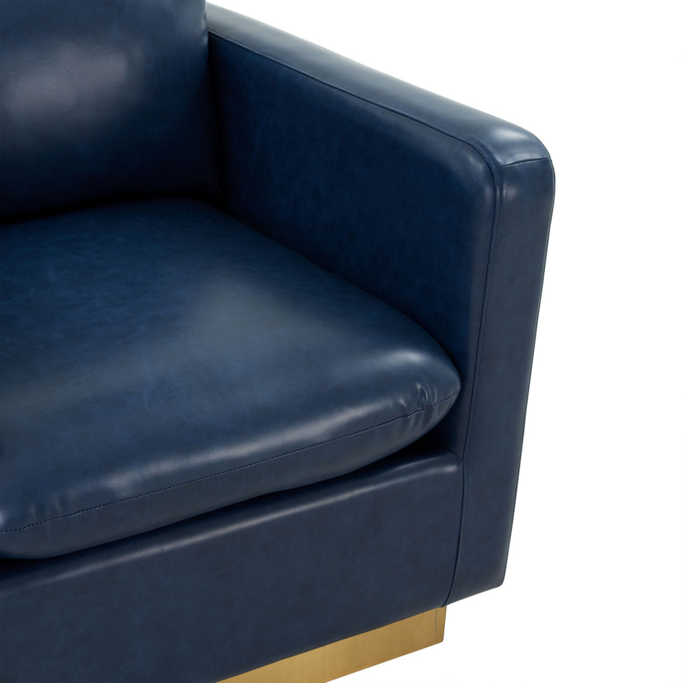 Leisuremod Nervo Leather Accent Armchair  Navy Blue   Contemporary   Armchairs And Accent Chairs   by Kolibri Decor  Houzz