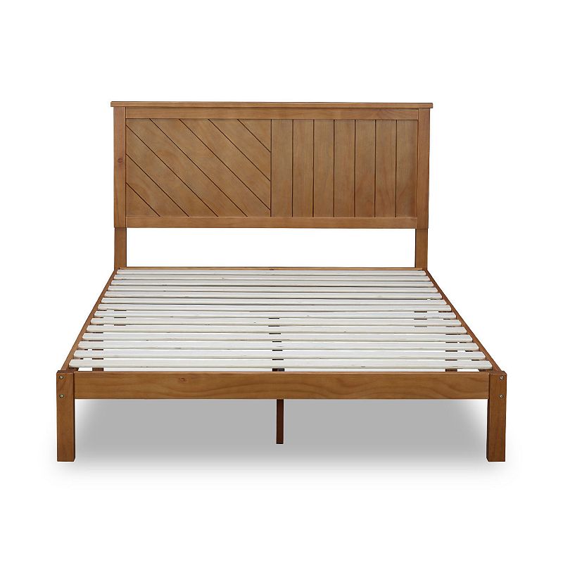 MUSEHOMEINC 12 Inch Solid Wood Platform Bed Frame with Wooden Slats， Queen