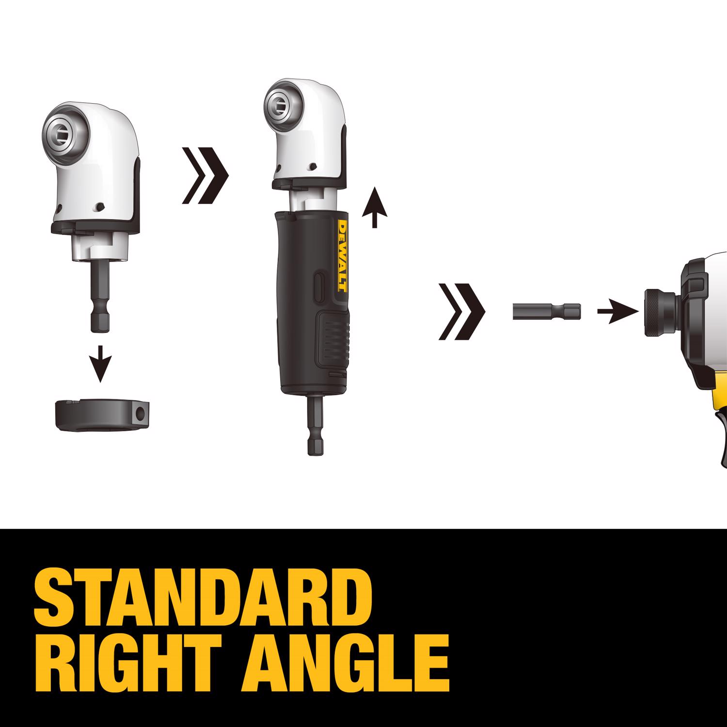 DW Flextorq 12 in. Steel Right Angle Attachment 1/4 in. Hex Shank 3 pc