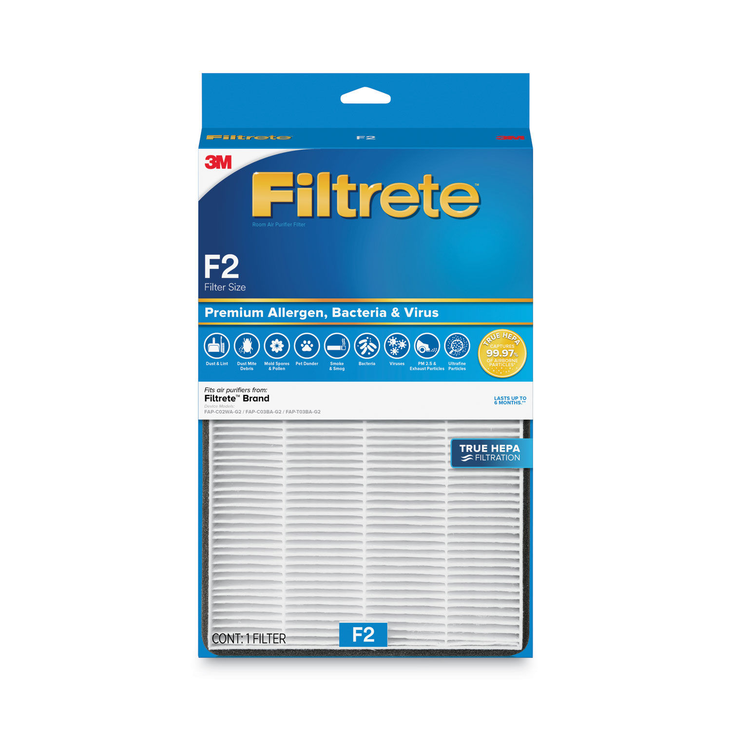 Premium True HEPA Room Air Purifier Filter by Filtreteandtrade; MMMFAPFF2N4