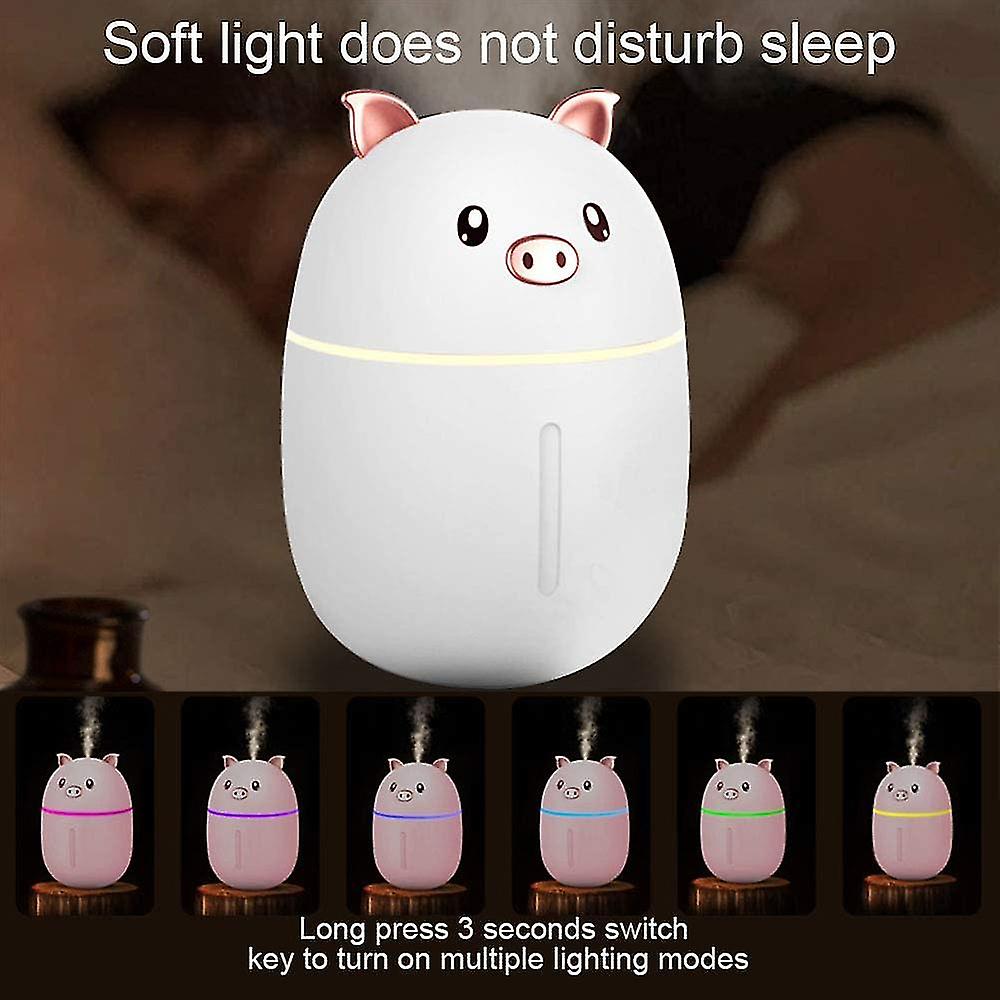 Usb Air Humidifier For Large Bedroom And Baby Whisper Silent Automatic Shut-off ( Pig)(1pcs，  White)