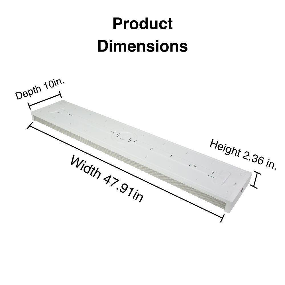 Commercial Electric 4 ft. x 10 in. 8000 Lumens 120-277 Volt LED White Wraparound Light with Prismatic Lens 4000K Bright White 568071410