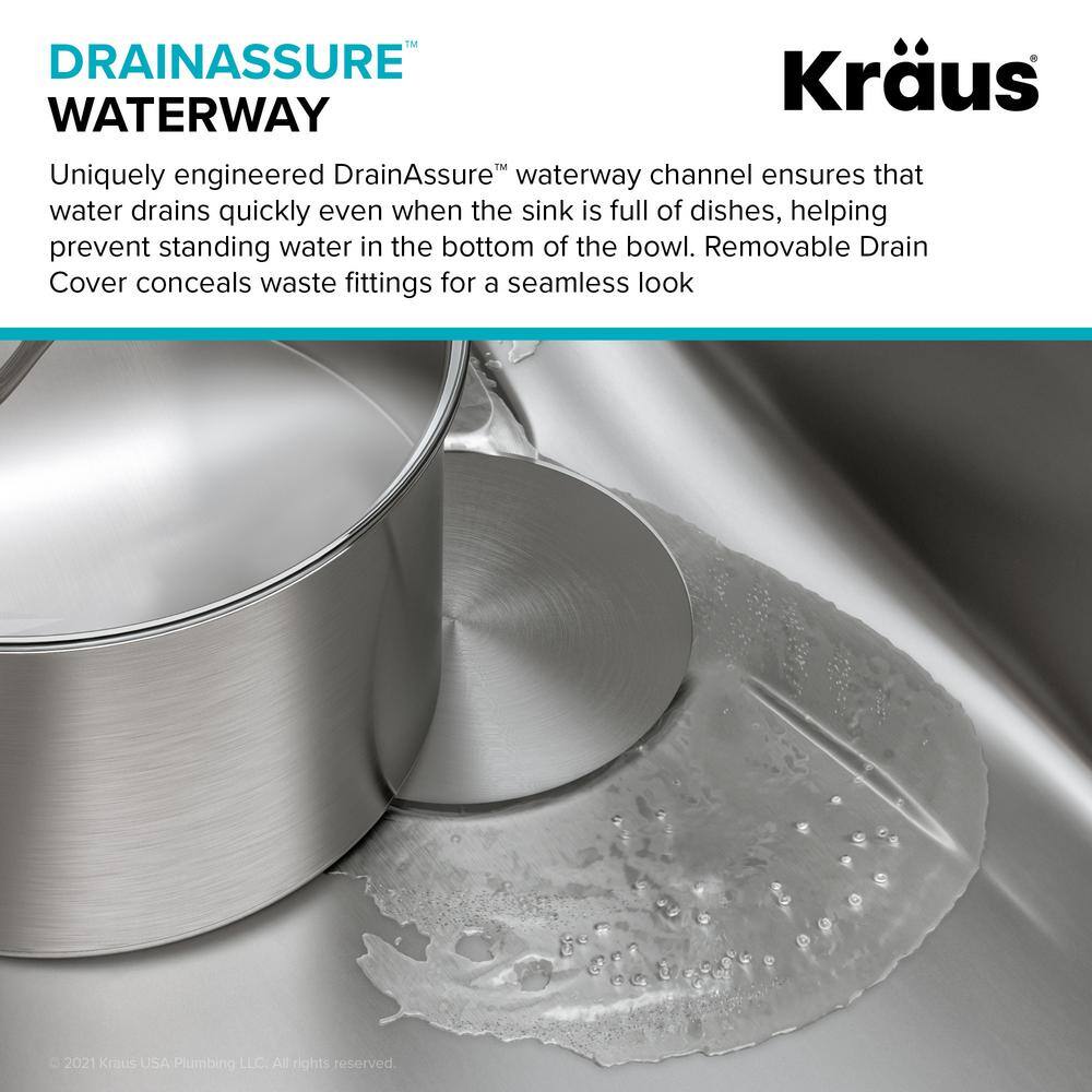 KRAUS Dex 33 Undermount 16 Gauge Stainless Steel Single Bowl Kitchen Sink KD1US33B