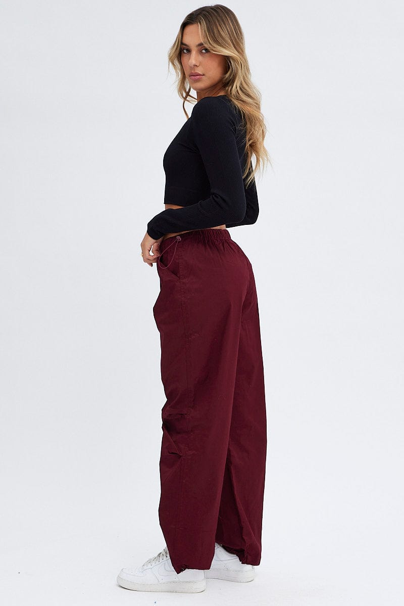 Purple Parachute Cargo Pants Low Rise
