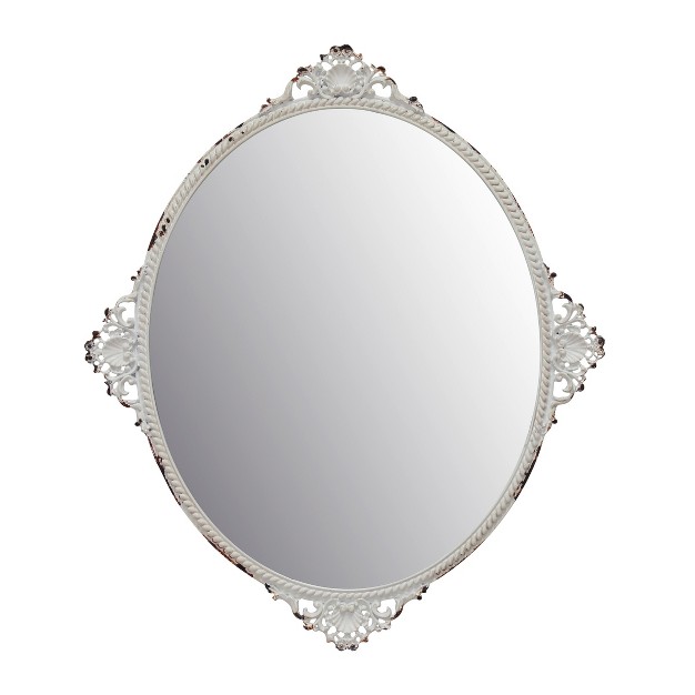 Oval Antique Metal Wall Mirror White Stonebriar Collection