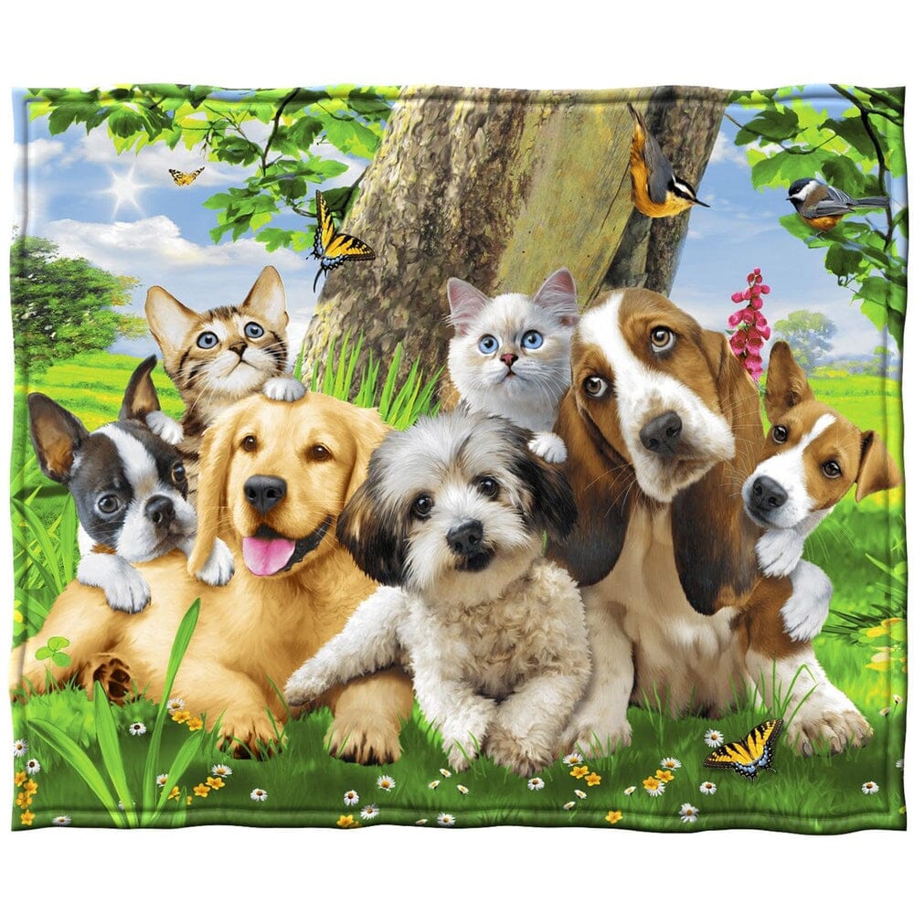 Puppy and Kitten Pals Super Soft Plush Fleece Throw Blanket by Howard Robinson