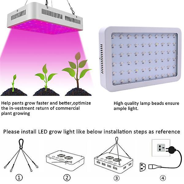 600w Dual Chips 380-730nm Full Light Spectrum Led Plant Growth Lamp White 22355