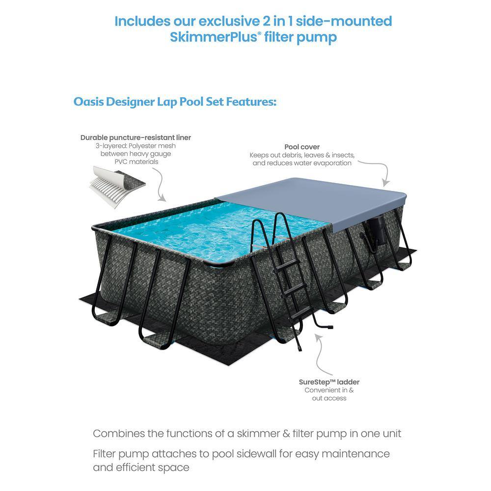 Funsicle 16 ft. x 8 ft. Rectangular 42 in. Deep Metal Frame Above Ground Pool Dark Herringbone P4A1608HB