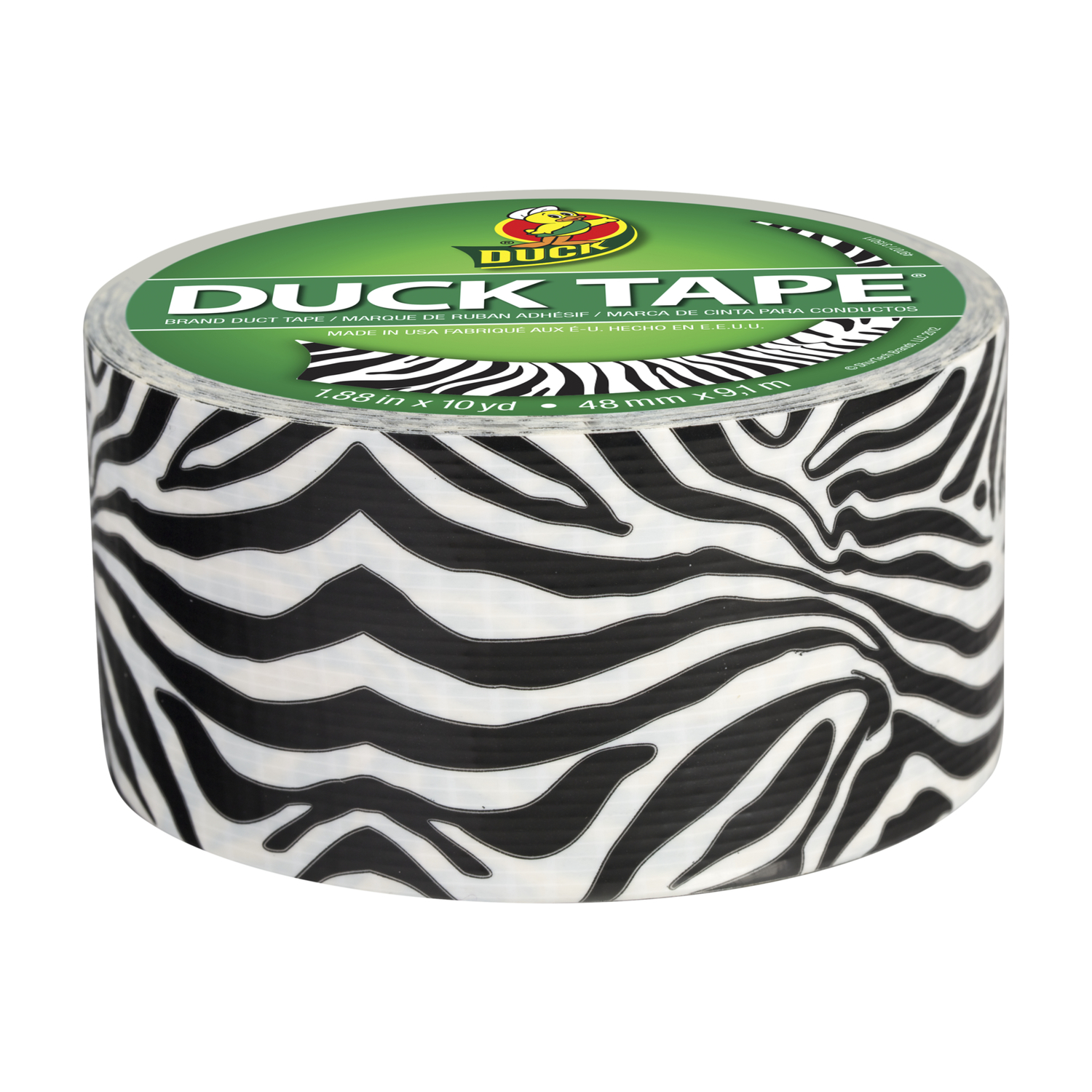 Duck 1.88 in. W X 10 yd L Black/White Zig-Zag Zebra Duct Tape