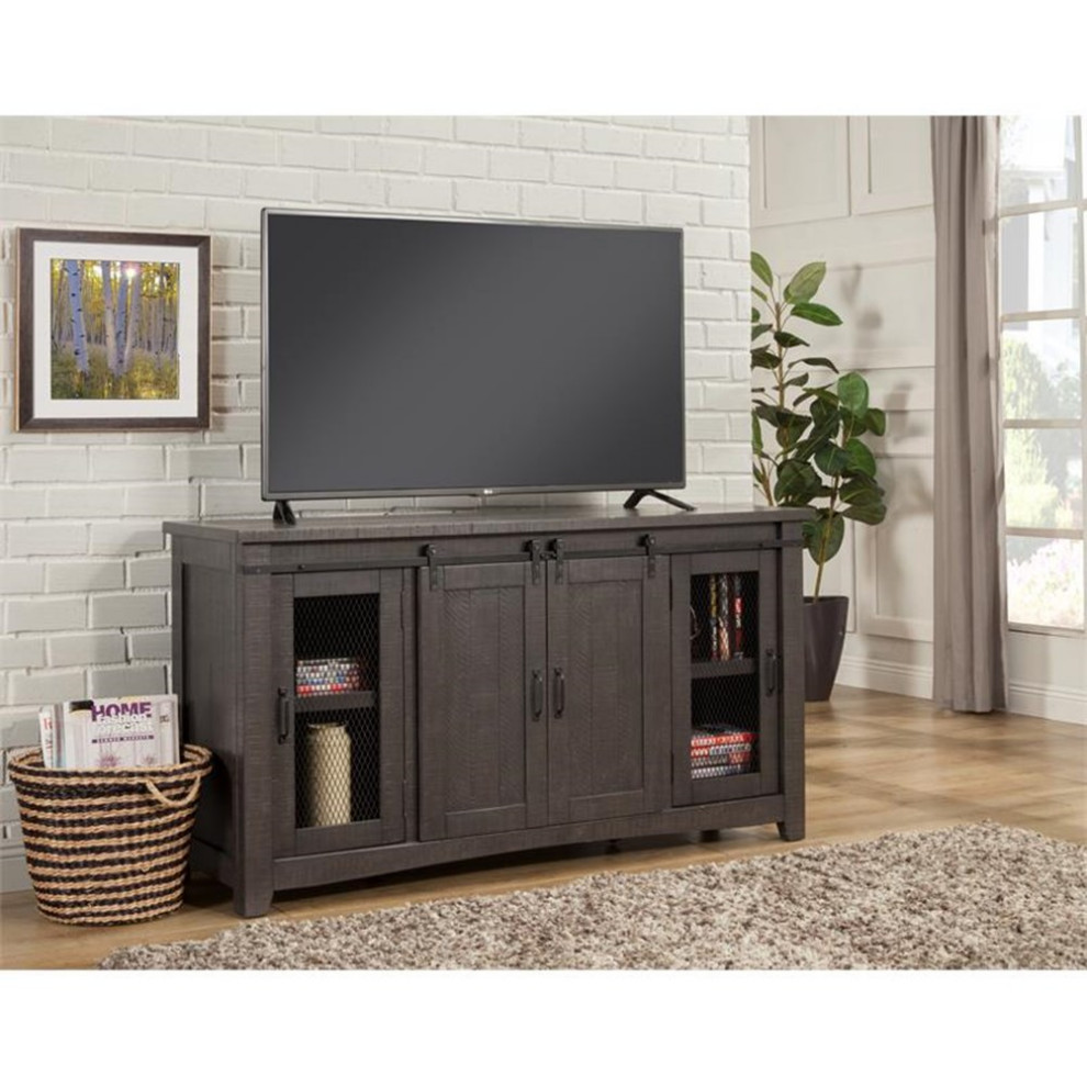 Martin Svensson Home Taos 65 quotSolid Wood TV Stand Antique White and Honey Finish   Farmhouse   Entertainment Centers And Tv Stands   by Homesquare  Houzz