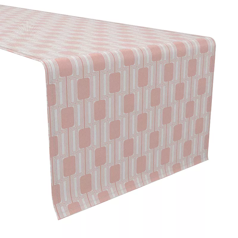 Table Runner， 100% Cotton， 16x90， Pink Retro Modern