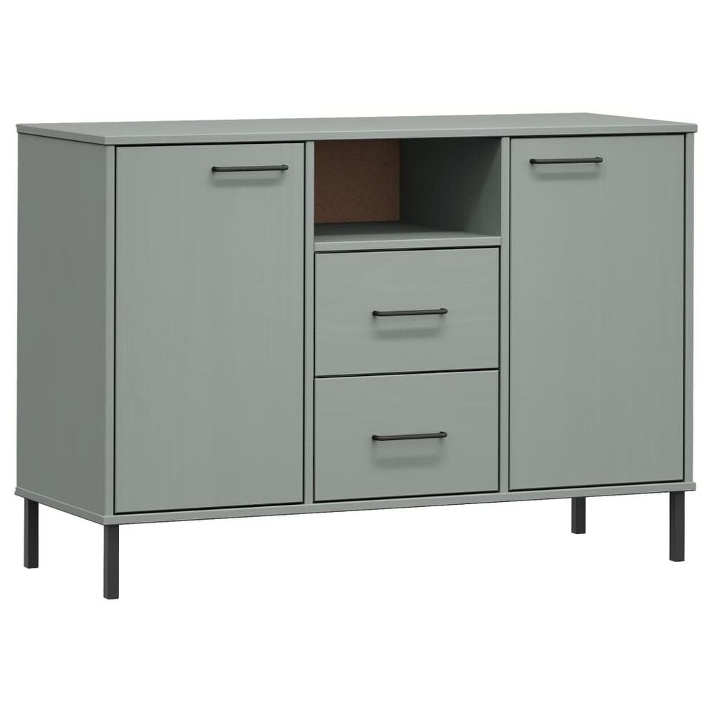 vidaXL Sideboard Buffet Cabinet with Metal Legs for Kitchen Solid Wood OSLO   44.5\