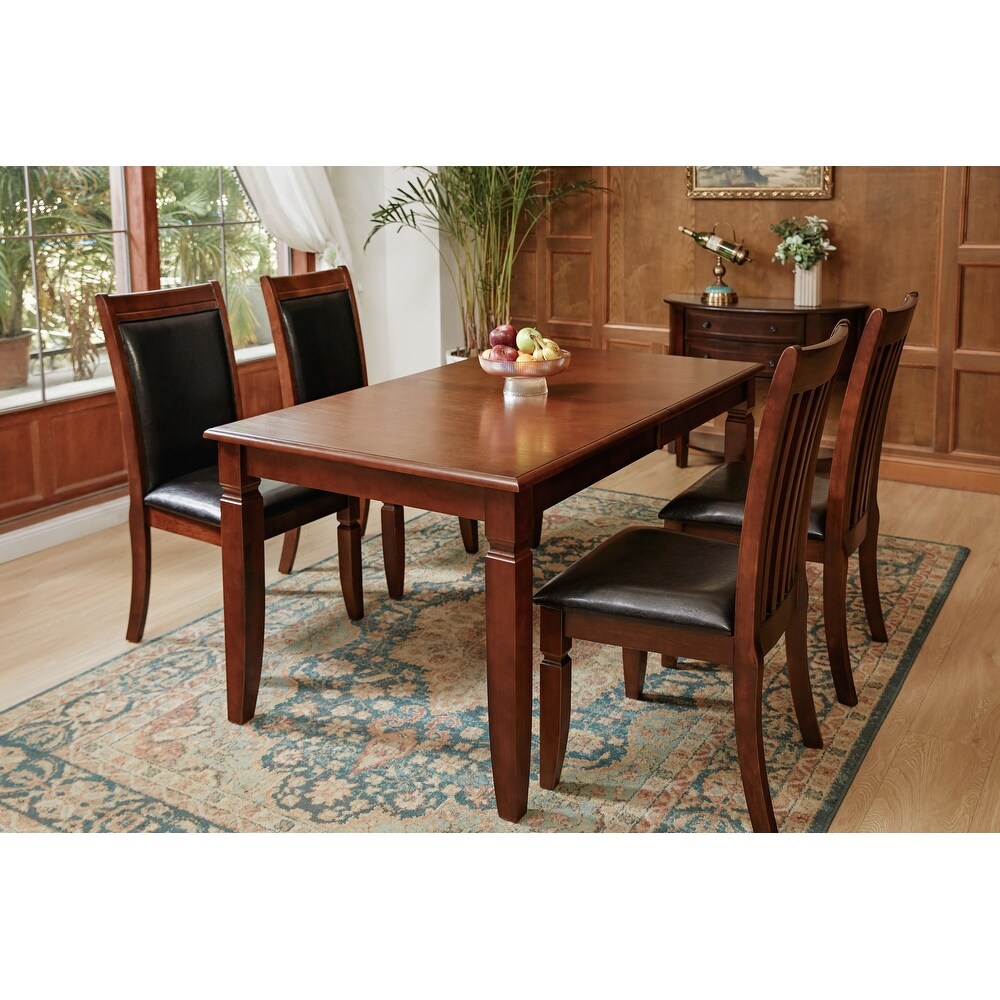 Homylin 78in Extandable Dining Table (Seats 6) Removable Leaf Brown Solid Wood