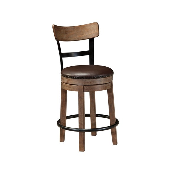 Signature Design by Ashley Sircar Light Brown Swivel Counter Height Bar Stool