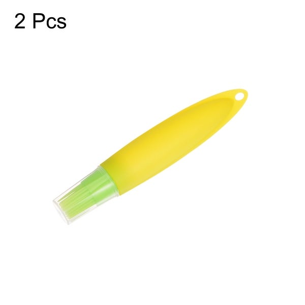 2pcs Silicone Oil Bottle Brush Tip Tail with Cap for BBQ Baking， Green+Yellow