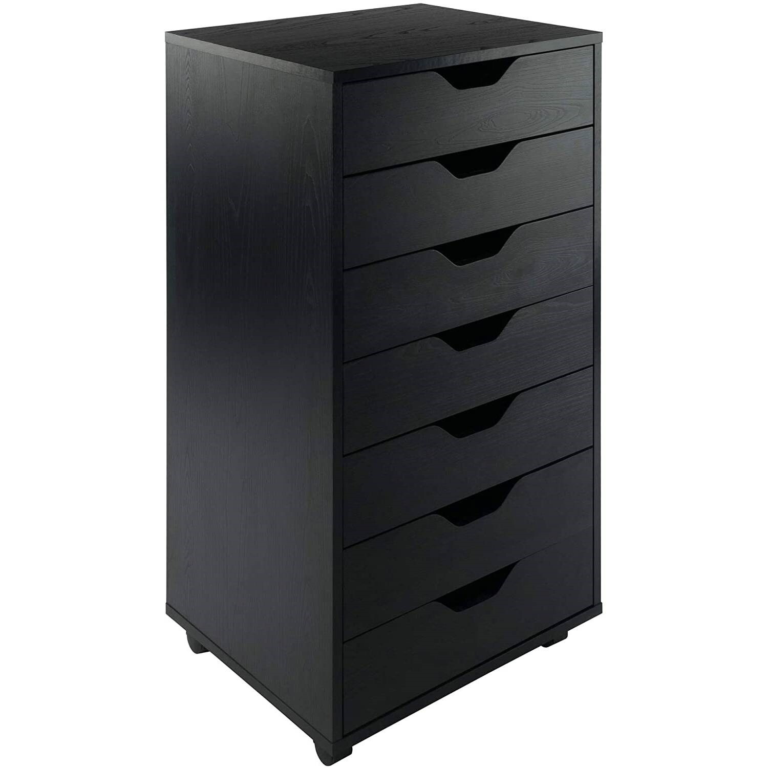 Modern Scandinavian Style 7-Drawer Storage Cabinet Chest in Black Finish - - 36214958