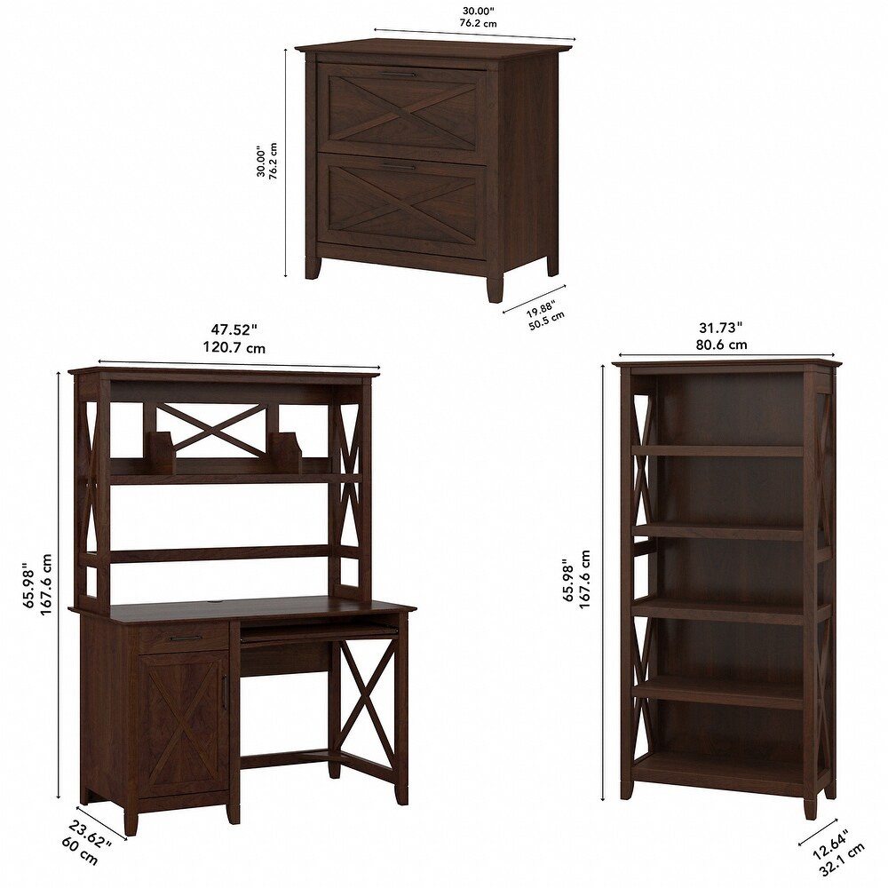 Key West Small Computer Desk with Hutch and Storage by Bush Furniture