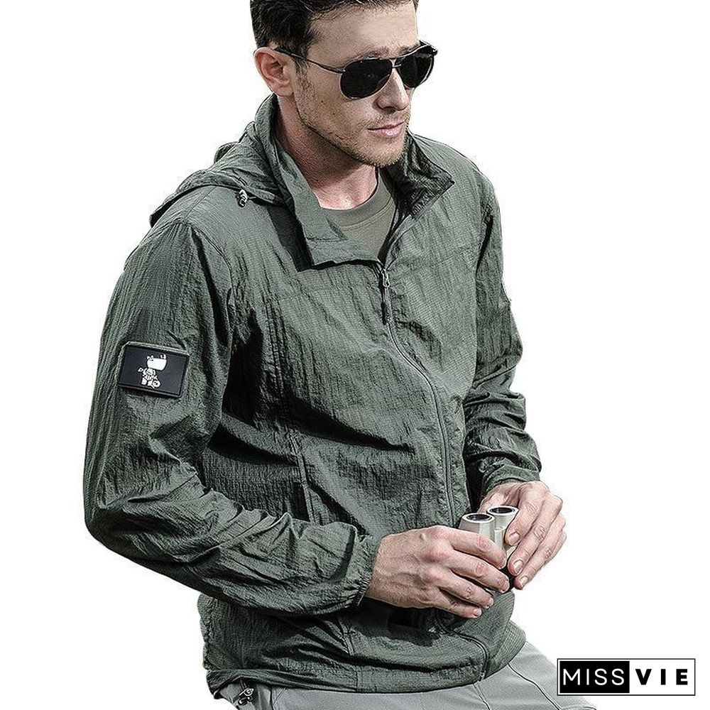 Lightweight Waterproof Tactical Jacket Men Breathable Thin Hoody Raincoat Military Portable Windbreaker Jackets