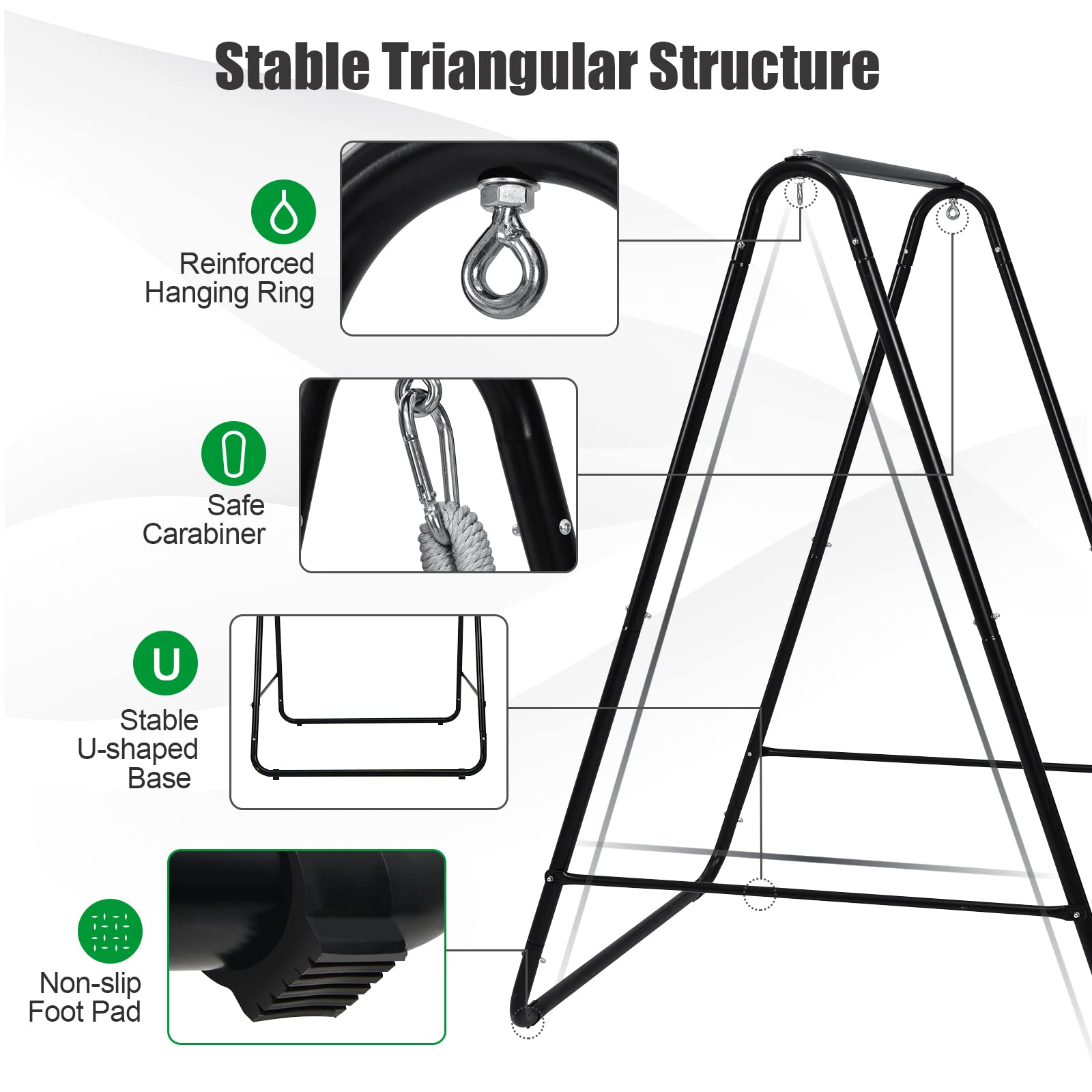 Heavy-Duty Powder-Coated Steel Stand with Hanging Swing Chair