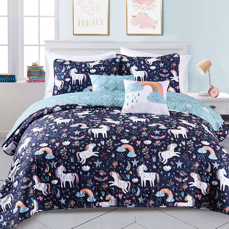 Lush Decor Unicorn Heart Quilt Set