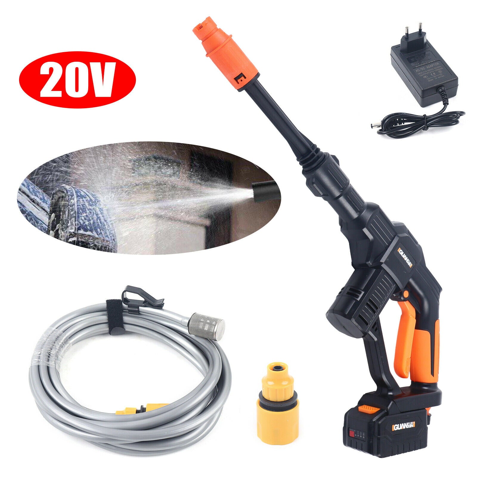 Anqidi 20V Portable Handheld Cleaning Machine Cordless Electric Car Cleaner Water Spray Cleaning Gun Hose Washer Set