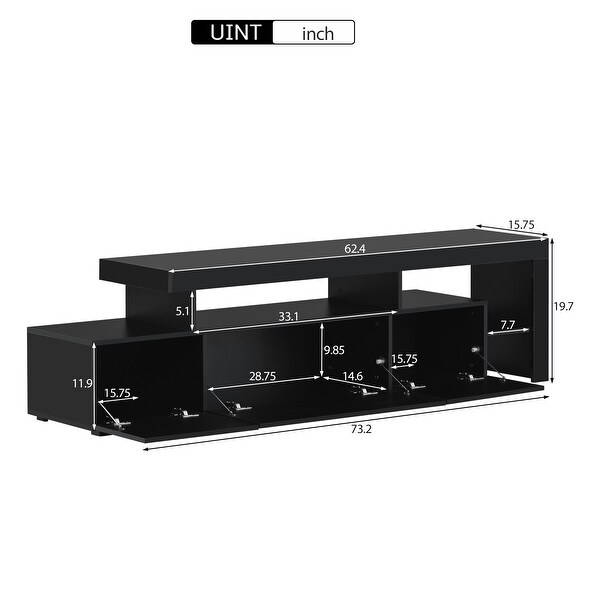 Modern TV Cabinet TV Stand w/LED Lights Up to 70 inch TV-High Gloss