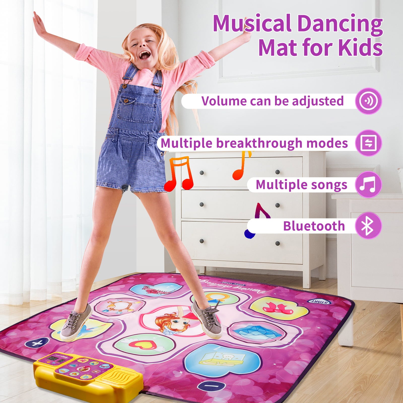 Kids Bluetooth Dance Mat Toys for Girls 3-6-12 Years Interactive Dancing Game Pad Enabled Dancing Game with Your Favorite Music Great Christmas and Birthday Gifts