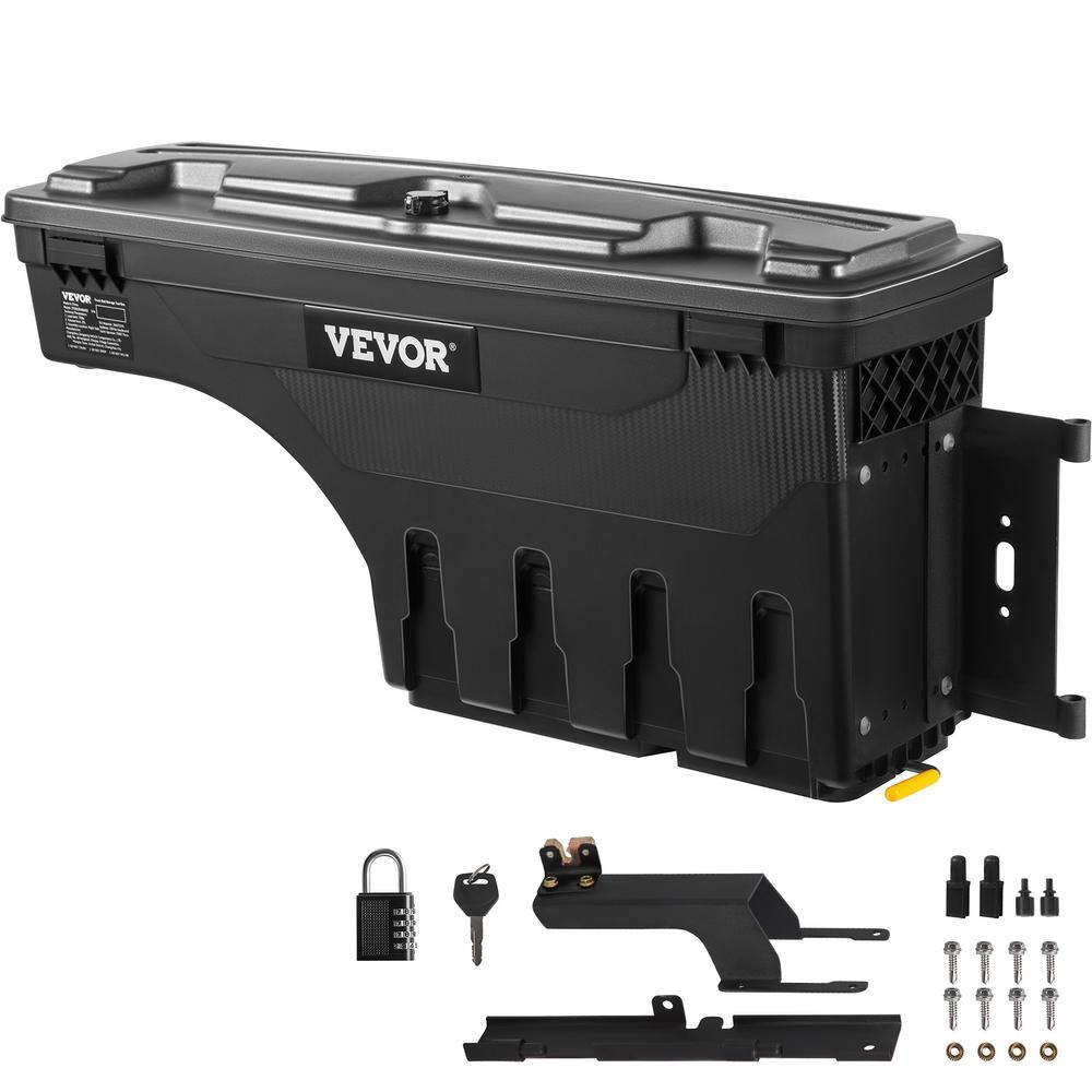 VEVOR 28 in. ABS Truck Bed Storage Box 6.6Gal. Passenger Side Truck Tool Box with Password Padlock for Ford F150 2015-20Black KCLJGFORDF150ENS8V0