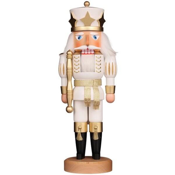 15.25 Free Standing Christian Ulbricht Handcrafted Wooden White Prince Nutcracker