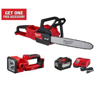 MW M18 FUEL 16 in. 18-Volt Lithium-Ion  Brushless Battery Chainsaw Kit with M18 1250 Lumens Search Light (2-Tool) 2727-21HD-2354-20