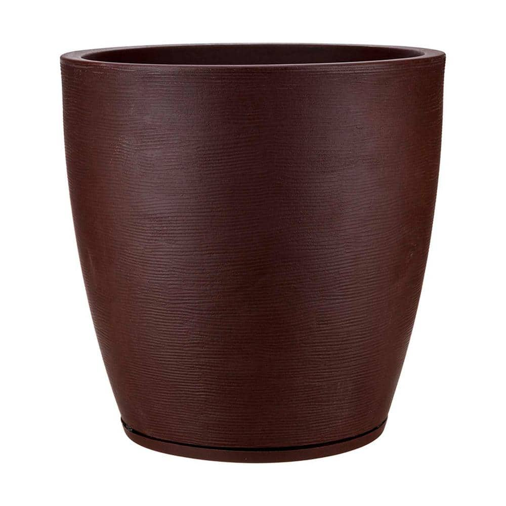 FLORIDIS Amsterdan XX-Large Brown Stone Effect Plastic Resin Indoor and Outdoor Planter Bowl 10.16.0561