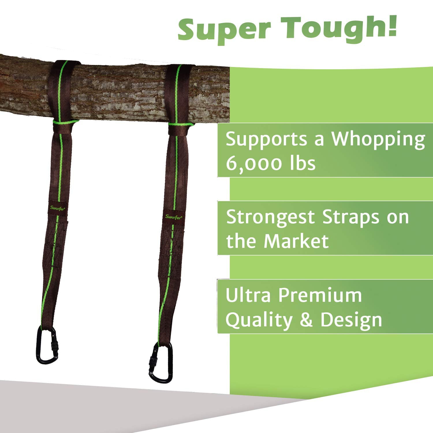 Swurfer Tree Swing Strap Hanging Kit， For Any Swing or Hammock， 32