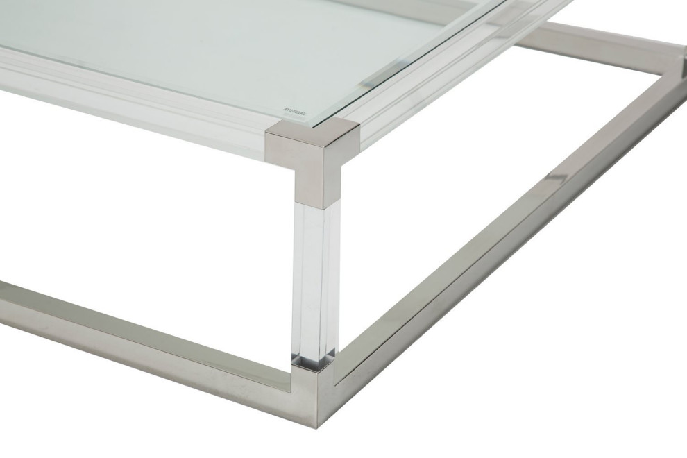 Aico Amini State St 2 PC Square Cocktail  ampEnd Table Set in Stainless Steel   Contemporary   Coffee Table Sets   by AMOC  Houzz