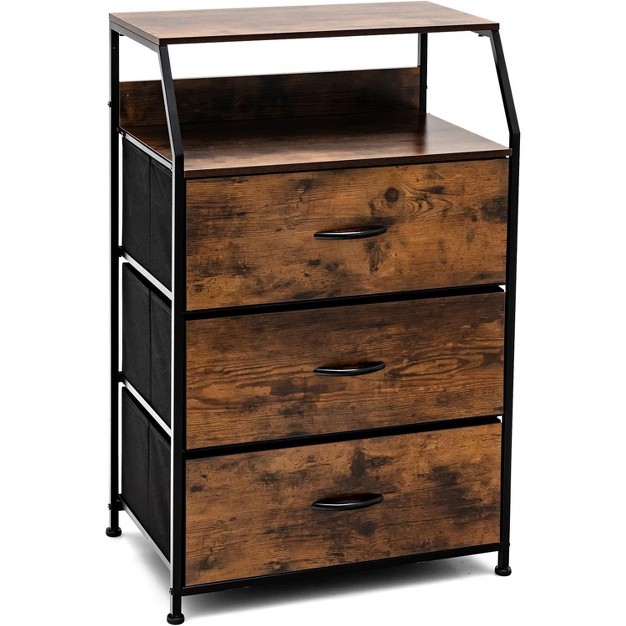 Tangkula 33 Drawer Dresser Industrial Floor Storage Cabinet With Fabric Drawers And Adjustable Footpads End Table Side Table