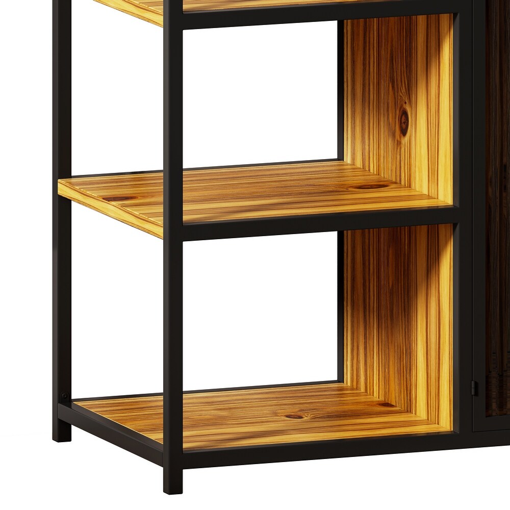 Bookshelf Storage with Enclosed Storage Cabinet