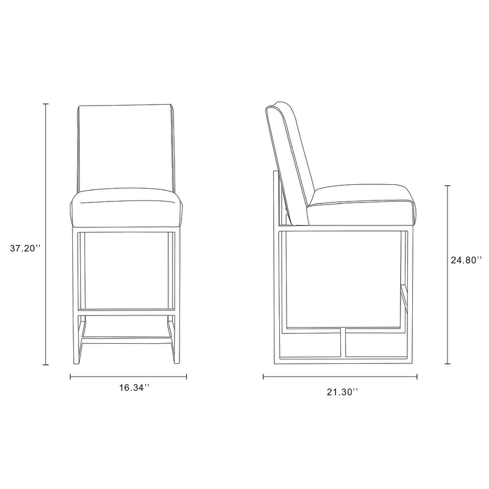 Manhattan Comfort Element 37.2 in. Chrome Stainless Steel Counter Height Bar Stool