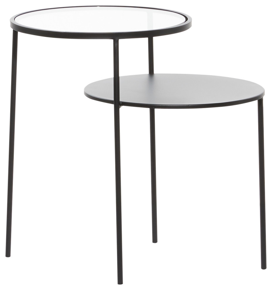 Round Black Metal Coffee Table With Glass Top  31.5 quotx15 quot  Industrial   Side Tables And End Tables   by Brimfield  ampMay  Houzz