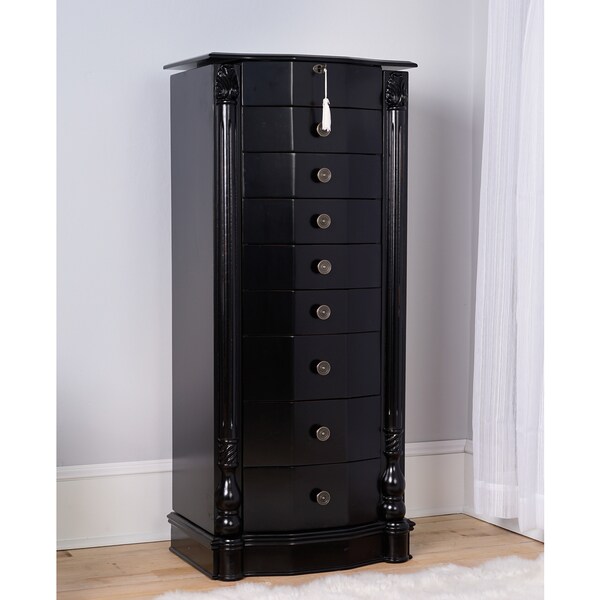 Hives and Honey 'Florence' Black Wood 8-drawer Jewelry Armoire - - 12806636