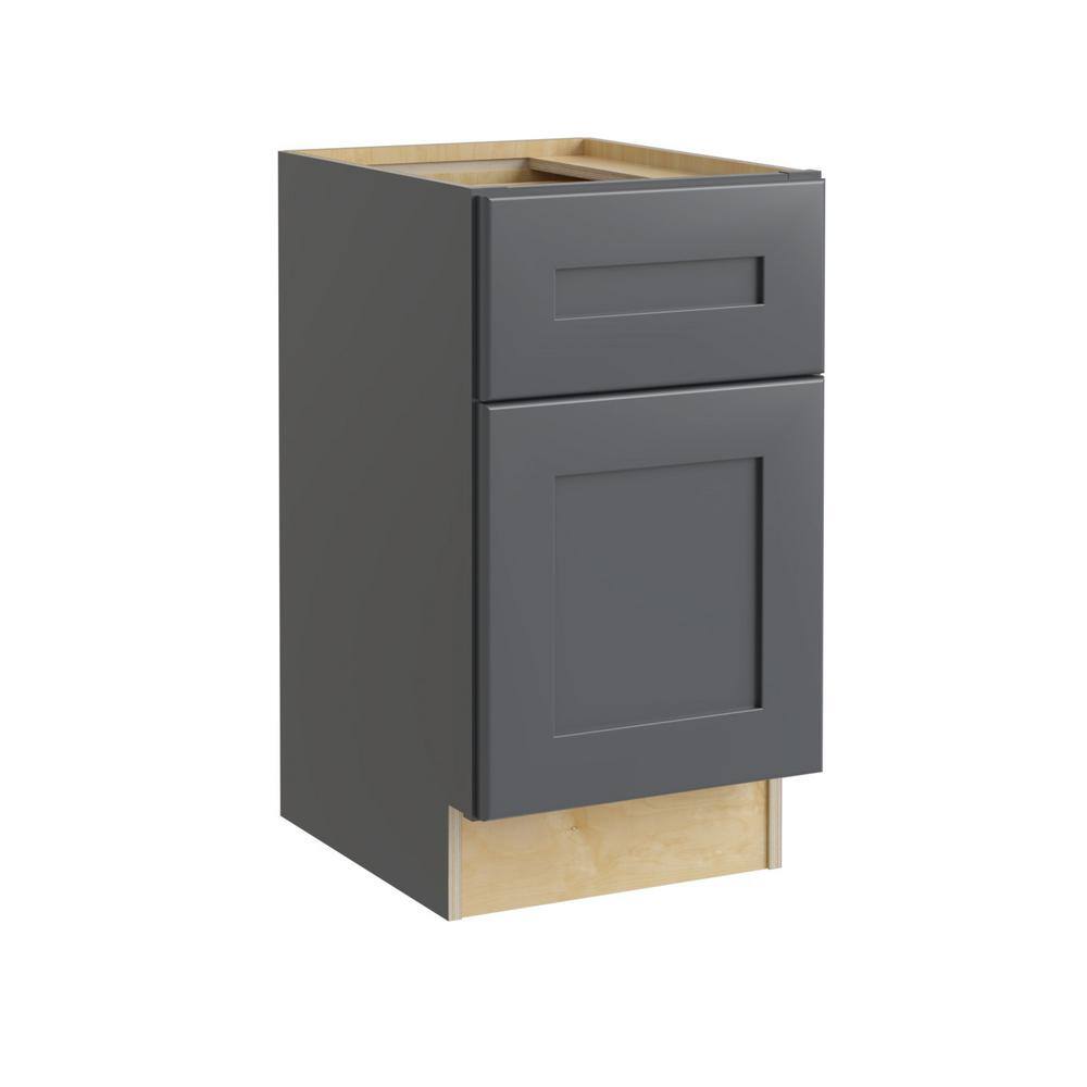 Home Decorators Collection Newport Onyx Gray Shaker Assembled Plywood 15 x 28.5 x 21 in. Stock Desk Base Kitchen Cabinet Soft Close Drawer Door Lt DDO15L-NDO