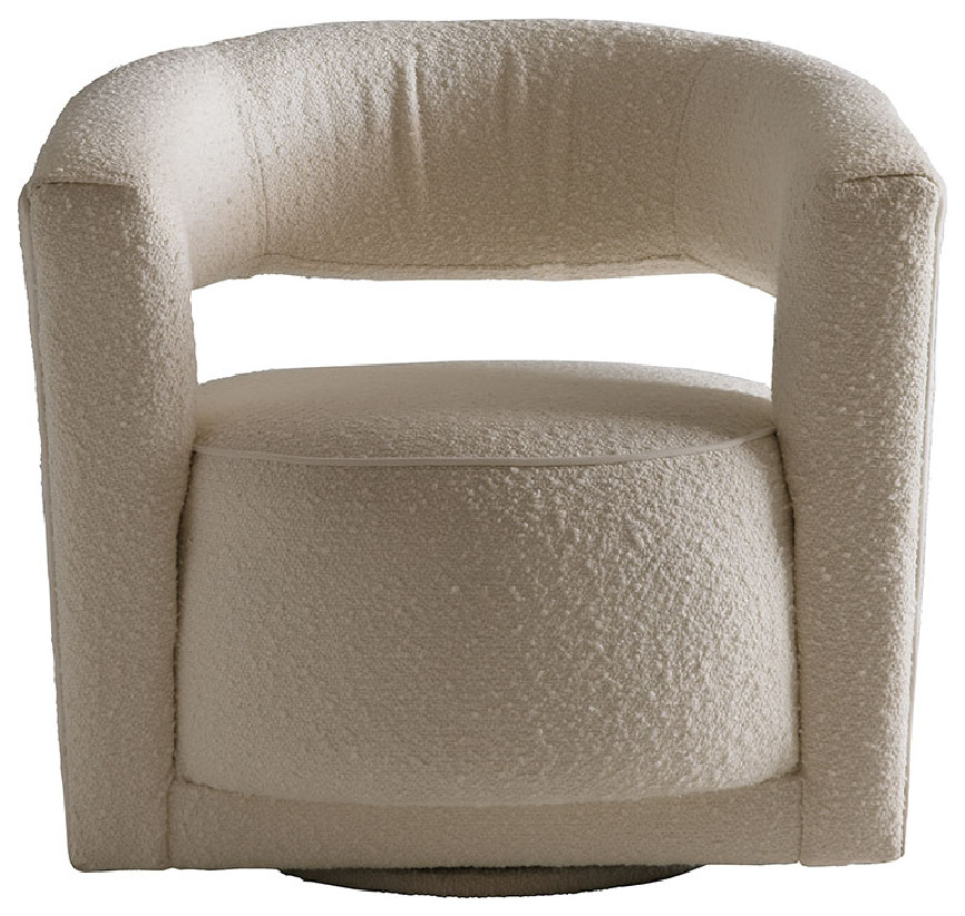 White Boucl√© Sculptural Swivel Chair  Andrew Martin Madison   Transitional   Armchairs And Accent Chairs   by Oroa   Distinctive Furniture  Houzz