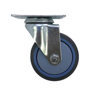 Everbilt 4 in. Gray Rubber Like TPR and Steel Swivel Plate Caster with 250 lb. Load Rating 4033445EB