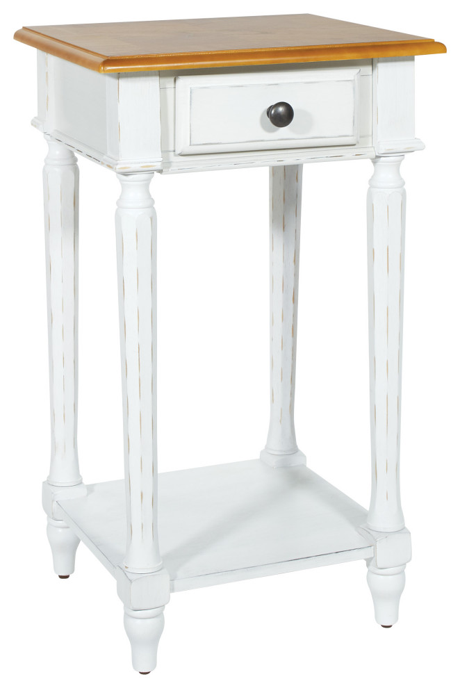 Medford Side Table  Distressed White With Stained Top K/D   French Country   Side Tables And End Tables   by Office Star Products  Houzz